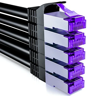 Abbildung von deleyCON 5x 0,5m CAT7 Netzwerkkabel 10 Gigabit Kurzes 50cm RJ45 Patchkabel Ethernet Kabel (Kupfer, SFTP PiMF Schirmung) LAN DSL Switch Modem Router Patchpanel CAT6 CAT5 Schwarz