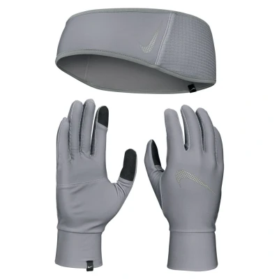 Abbildung von Nike Performance Womens Essential Running Headband AND Glove SET Ohrenwärmer, Damen, Größe: XS/S, Smoke grey/particle grey/silver
