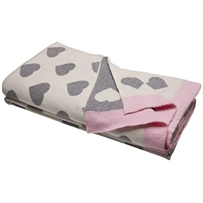 Abbildung von Bio Babydecke 100% Baumwolle (kbA) GOTS zertifiziert, Herzen, 130 x 170 cm