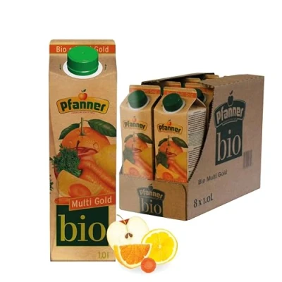 Abbildung von Pfanner Bio Multi Gold (8 x 1 l) 25% Fruchtsaftgehalt Getränk Mehrfruchtnektar im Vorratspack