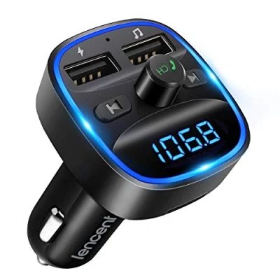 Abbildung von LENCENT Bluetooth FM Transmitter Auto, Adapter für Auto Radio, Freisprecheinrichtung, 2 USB Ports, Unterstützt SD Karte Sticks