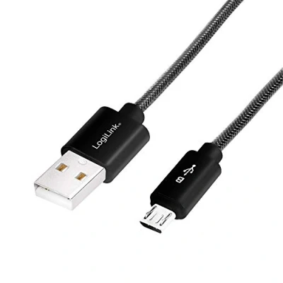 Abbildung von Synchronisations &amp; Ladekabel mit Nylon Geflechtschutz USB A zu micro für Smartphones (Samsung, Huawei, Sony, LG, Nokia), Tablets, eBooks, etc. Länge = 1m