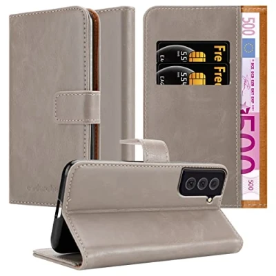 Abbildung von Cadorabo Hülle kompatibel mit Samsung Galaxy S22 aus Premium Kunst Leder Flip Klappbare Stoßfeste Magnetische [Standfunktion] [Kartenfächern] Cover für Tasche in Braun