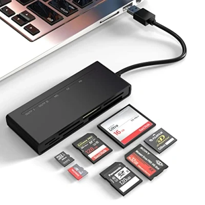 Abbildung von Multi SD Kartenleser USB 3.0, SD/TF/CF/MS/XD 5Gbps High Speed speicherkarten lesegerät für SDXC SDHC Micro CF MS MMC Karten, Sony Memory Stick Pro Duo Adapter Lesen Sie 5 Karten gleichzeitig