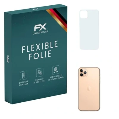 Abbildung von atFoliX Schutzfolie kompatibel mit Apple iPhone 11 Pro Max Backcover Folie, ultraklare und flexible FX Displayschutzfolie (3X)