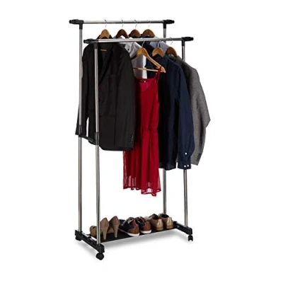 Abbildung von relaxdays Garderobenständer Rollgarderobe mit 2 Kleiderstangen
