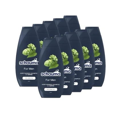 Abbildung von Schauma Schwarzkopf Shampoo For Men (10x 400 ml), kräftigendes Herren sorgt für gekräftigtes Haar und pflegt die Haarstruktur, Haarshampoo perfekt normales