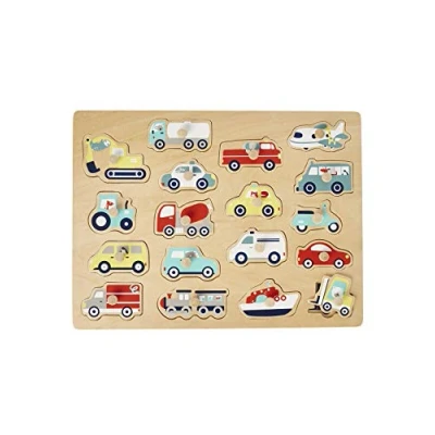 Abbildung von Vertbaudet Baby Auto Steckpuzzle, Holz FSC Mehrfarbig ONE Size