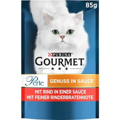 Abbildung von Gourmet Perle Genuss in Sauce Katzenfutter nass, mit Rind, 26er Pack (26 x 85g)