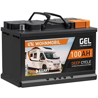 Abbildung von EXAKT Gel Batterie 12V 100Ah Wohnmobil Solarbatterie Versorgung Bootsbatterie Gelbatterie Akku ersetzt 80Ah 90Ah