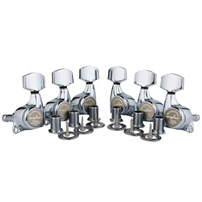 Abbildung von Guyker 6Pcs Guitar Locking Tuners (3L + 3R Handed) 1:21 Ratio Lock String Tuning Key Pegs Machine Heads with Hexagonal Handle Replacement for LP SG Style Electric, Folk or Acoustic Guitars Chrome