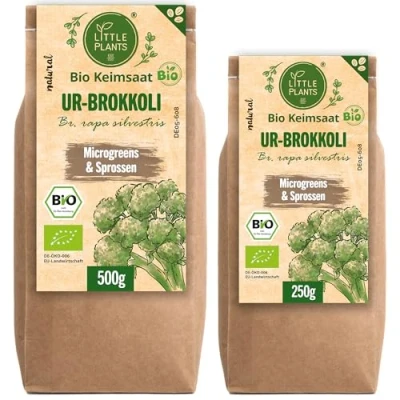 Abbildung von Little Plants Bio UR Brokkoli Sprossen Samen [250g] mit über 95% Keimfähigkeit Brokkolisprossen &amp; Microgreens zum Keimen (inkl. Ebook)