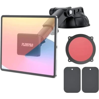Abbildung von PLDHPRO Auto Handy and Tablet Halterung Magnetisch, Armaturenbrett Windschutzsche Autohalterung, 360 drehbarer, TPU Saugfunktion klebriges Gel, für iPhone, iPad, Größe 4 &quot; 11&quot; Zoll Tablets