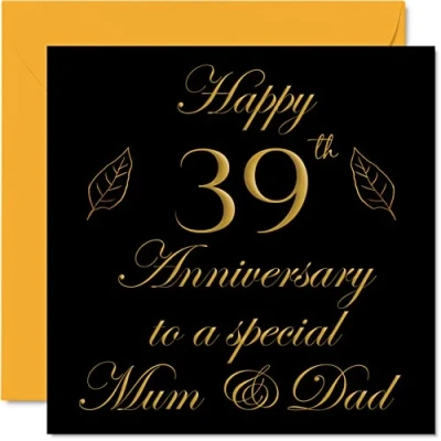 Abbildung von Stuff4 Glückwunschkarte zum 39. Jahrestag für Vater, Mutter, Eltern besondere Mama &amp; Papa, Hochzeitstag, von Sohn, Tochter, Familie, 145 mm x Grußkarten Jahrestage