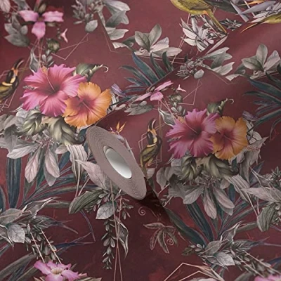 Abbildung von A.S. Création Vliestapete &quot;Dream Flowery&quot;, floral botanisch Wald, Vogeltapete Tapete Blumenoptik Tapeten Wohnzimmer Schlafzimmer Küche