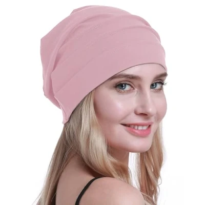 Abbildung von osvyo Baumwolle Chemo Hüte Soft Caps Krebs Kopfbedeckungen für Frauen Haarausfall versiegelt Verpackung,HELL APRICOT Blush
