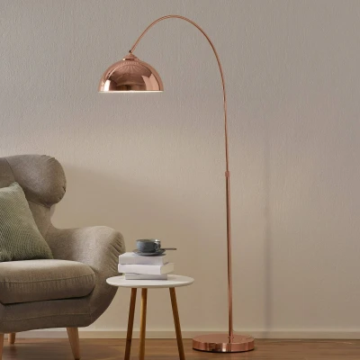 Abbildung von Globo Stehlampe Wohnzimmer E27 Stehleuchte bogenförmig Leseleuchte kupfer