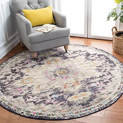 Abbildung von SAFAVIEH Boho Teppich für Wohnzimmer, Esszimmer, Schlafzimmer Madison Collection, Kurzer Flor, Schwarz und Gold, 122 X cm