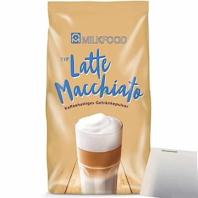 Abbildung von Milkfood Latte Macchiato Kaffeehaltiges Getränkepulver (400g Packung) + usy Block