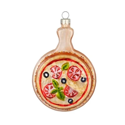 Abbildung von Christbaumschmuck Glas 10,5cm Pizza Figur zum Aufhängen handbemalt Weihnachtsbaum Anhänger für Weihnachten Christbaumanhänger &amp; Weihnachtsbaumschmuck Essen Hellbraun