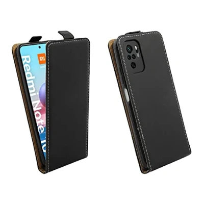 Abbildung von cofi1453® Flip Case kompatibel mit XIAOMI REDMI Note 10s Handy Tasche vertikal aufklappbar Schutzhülle Klapp Hülle Schwarz