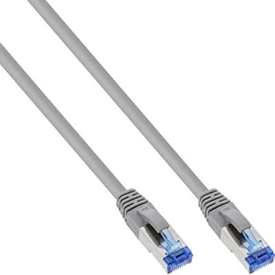 Abbildung von InLine® Patchkabel, S/FTP (PiMf), Cat.6A, 500MHz, halogenfrei, Kupfer, grau, 0,3m