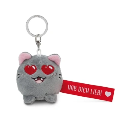Abbildung von Schlüsselanhänger Katze &quot;Hab dich lieb!&quot; rot 5cm