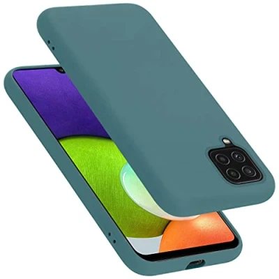Abbildung von Cadorabo Hülle kompatibel mit Samsung Galaxy A22 4G / M22 M32 Handyhülle für Case aus flüssigem Silikon stoßfeste dünne TPU Schutzhülle Liquid GRÜN