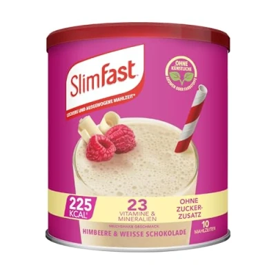 Abbildung von SlimFast Milchshake Pulver Himbeere + Weiße Schokolade I Eiweißreicher, kalorienarmer Diät Shake für eine gewichtskontrollierende Ernährung Nur 225 Kalorien pro Protein 365 g