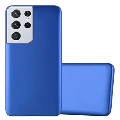 Abbildung von Cadorabo Hülle kompatibel mit Samsung Galaxy S22 Ultra Schutzhülle TPU Silikon Case Metallic Design Slim Kratzfest Weiche Gummi Rundumschutz für in Blau