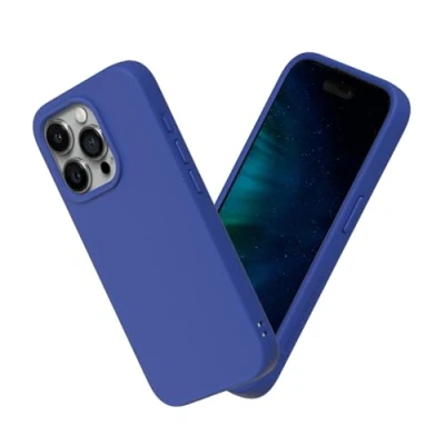 Abbildung von RhinoShield Case kompatibel mit [iPhone 15 Pro] SolidSuit Stoßdämpfende &amp; schlanke Schutzhülle Premium Finish 3.5 Meter Fallschutz Blau
