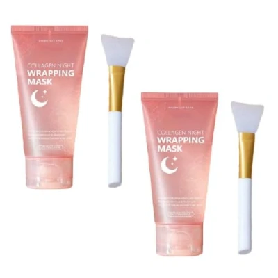 Abbildung von Collagen Night Wrapping Mask,Hydrolyzed Peel Off Facial Mask,2.53 Fl.Oz,Elasticity &amp; Hydration Care,Tight Skin,Reduces Sagging Dullness,Hydrolyzed For Glowing Skin (2pcs)