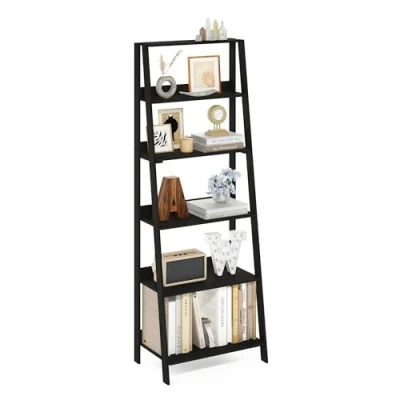 Abbildung von Furinno Ladder Leiter Bücherregal, 6 Ebenen, Espresso