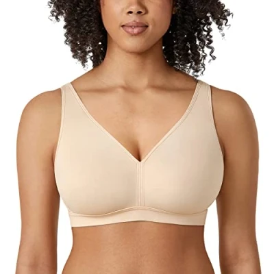 Abbildung von AISILIN Damen BH ohne Bügel Große Größen Comfy Schlaf BHS Vollschalen Soft Bequemer Beige 95D