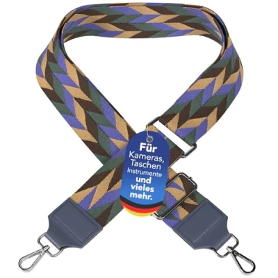 Abbildung von EAZY CASE Verstellbarer Taschengurt, Ersatz Schultergurt für Handtaschen, Schulterriemen Umhängetaschen, breiter Taschenriemen Taschen und Tragetaschen, DIY Taschenband, Mixed Blau/Grün