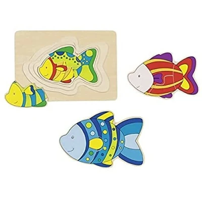 Abbildung von Goki 57897 Fisch Schichtenpuzzle, Mehrfarbig, S