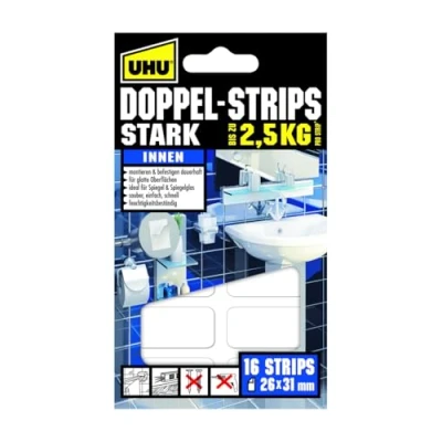 Abbildung von UHU Klebeband 45380 Doppelseitige Klebestrips UHU® Weiß (L x B) 31 mm 26 (45380)