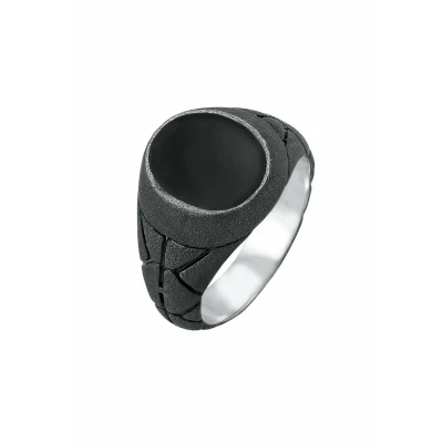 Abbildung von Kuzzoi Emaille OVAL Ring, Herren, Größe: 54, Schwarz
