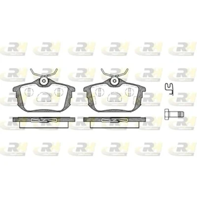 Abbildung von ROADHOUSE 2605.02 Bremsbelagsatz Hinterachse inkl. Verschleißwarnkontakt mit Klebefolie, Schrauben Zubehör, Feder MITSUBISHI: COLT 6