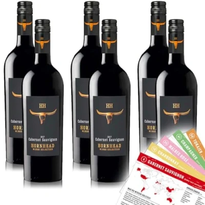 Abbildung von Hornhead Cabernet Sauvignon IGP, trocken, sortenreines Weinpaket + VINOX Winecards (6x0,75l)