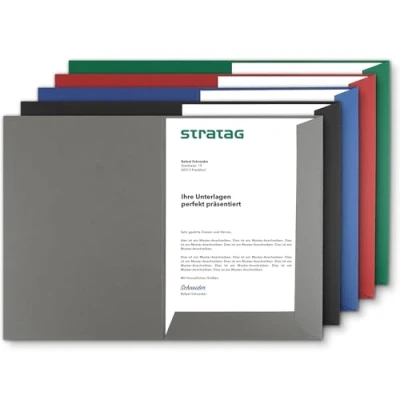 Abbildung von Präsentationsmappe A4 in Steingrau (10 Stück) sehr stabiler 350 g/m² Naturkarton direkt vom Hersteller STRATAG vielseitig einsetzbar für Ihre Angebote, Exposés, Projekte oder Geschäftsberichte