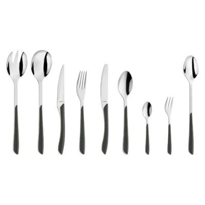 Abbildung von Kuppels Besteck Set PRISMA (44 tlg), 6 Personen, Edelstahl 18/0, Kunststoff, Griff schiefergrau matt