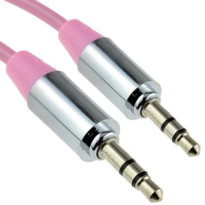 Abbildung von Profi Metall Rosa 3,5 mm Klinkenstecker Männlich Zum Stereo Audio Kabel Anschlusskabel 2 m [2 Meter/2m]
