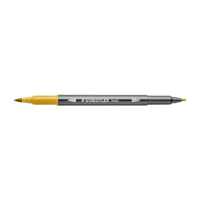 Abbildung von STAEDTLER aquarell Doppelfasermaler Design Journey, goldocker, feine Spitze und flexible Pinselspitze, wasservermalbar, 10 goldocker Filzstifte, 3001 16