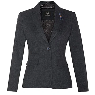 Abbildung von TruClothing Damensakko Tweed Fischgräte Design Marineblau Klassischer Ausschnitt 1920 Still Wollenanteil 10