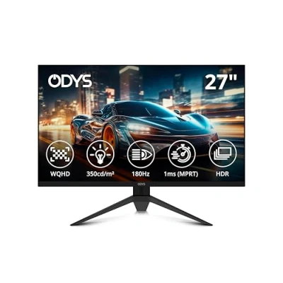 Abbildung von ODYS i27 Q 180 27 Zoll Gaming Monitor (69 cm Bildschirm, WQHD, 2560 x 1440 Pixel, Hz, Fast IPS Panel, Free Sync, HDMI, Display Port, 3,5mm Kopfhöreranschluss)