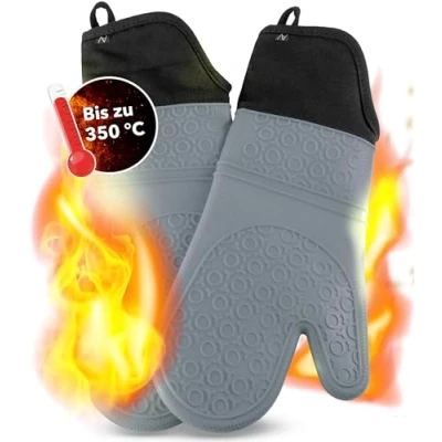 Abbildung von AVANA Topfhandschuhe Silikon Ofenhandschuhe Backhandschuhe Kochhandschuhe, (1 Paar aus Silikon), weiches Baumwoll Innenfutter, Anti Rutsch, Hitzebeständig bis 350C