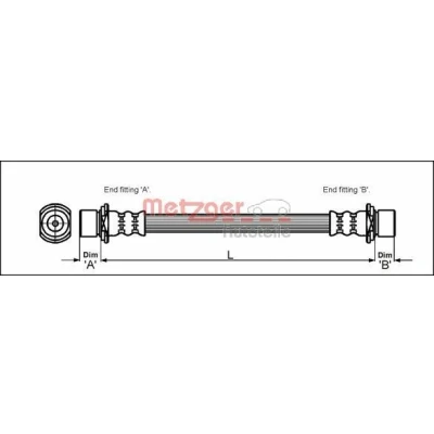 Abbildung von METZGER 4112178 Bremsschläuche 250 M10 x 1 TOYOTA: Previa / Estima I