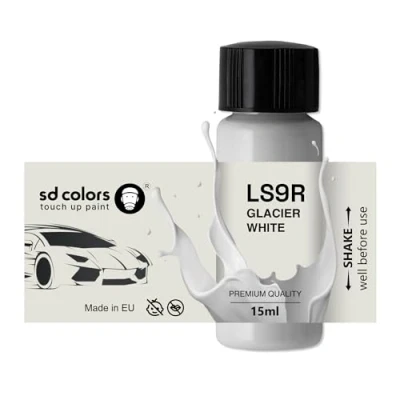 Abbildung von SD COLORS Lackstift Reparatur Set, 15 ML, Pinsel mit Kratzersplittern, Farbcode LS9R, 2 Jahre, S9R, Gletscherweiß