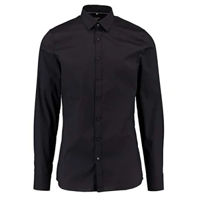 Abbildung von Olymp NO. Six 6 Super SLIM FIT Langarm Businesshemd, Herren, Größe: 37, Schwarz